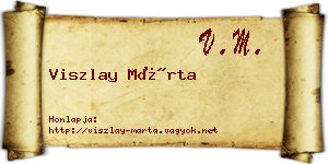 Viszlay Márta névjegykártya